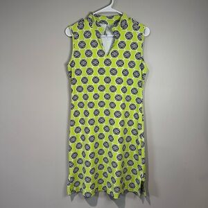 Lulu-B Small Green Geo Print Sleeveless Shift Dress Travel Golf Athletic Resort